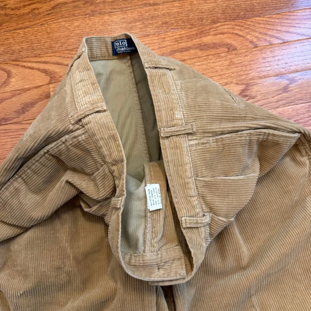 Vintage Polo Ralph Lauren Corduroy Pants Mens 36x30 Pleated USA Made Talon Zip